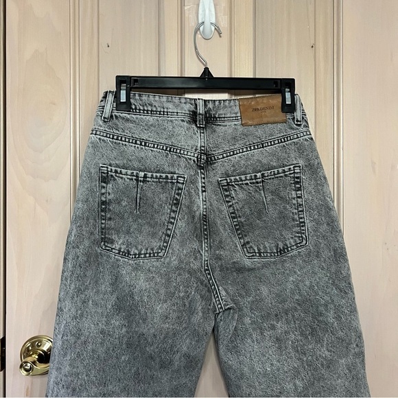 Zara Straight leg acid washed black gray raw frayed hem jeans 9589 - Picture 4 of 11
